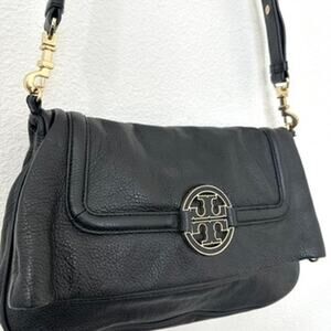 Tory Burch Black Leather Ashley Crossbody Bag Gold Hardware Classic Timeless